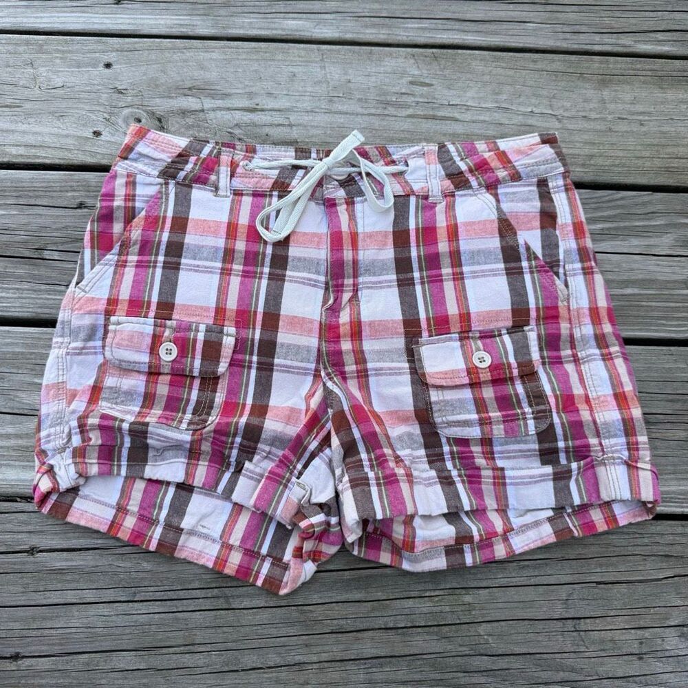 Vintage Y2K Deluxe L.A. Blues Pink Plaid Cargo Shorts